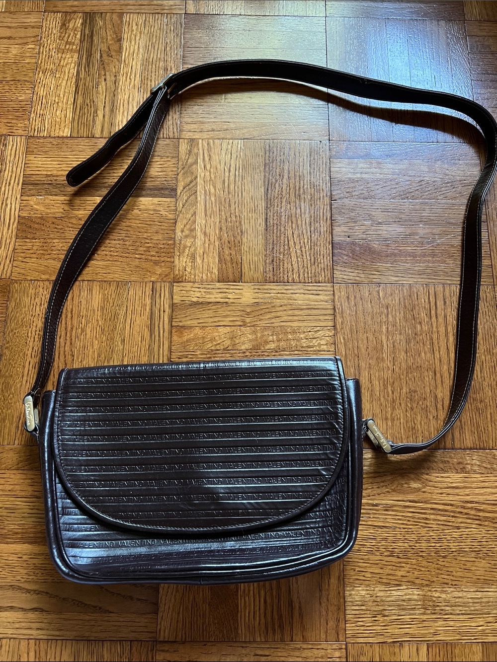 Valentino Leather Crossbody Bag- Embossed logo